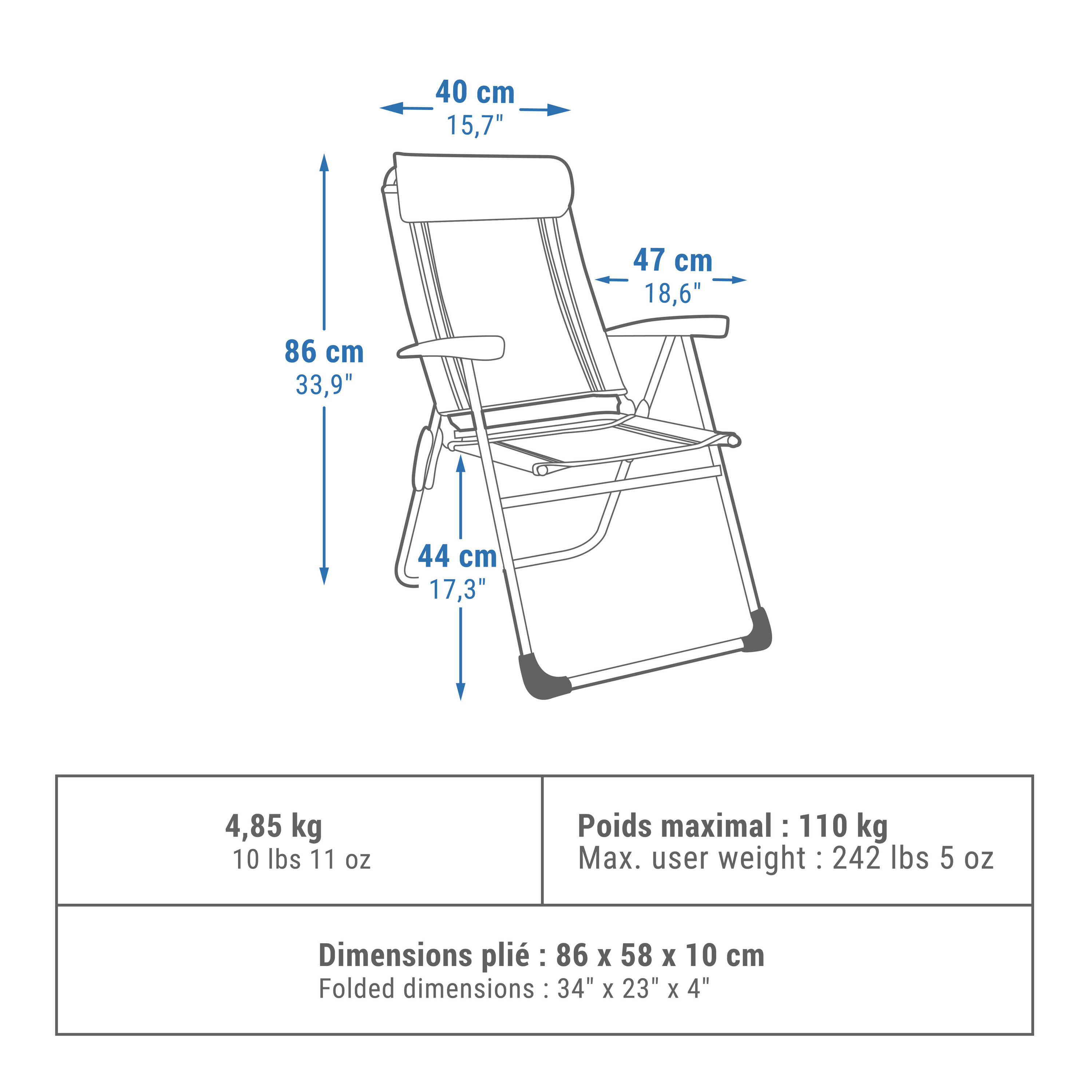 RECLINING ARMCHAIR - COMFORTABLE & FOLDING - CAMPING -  3