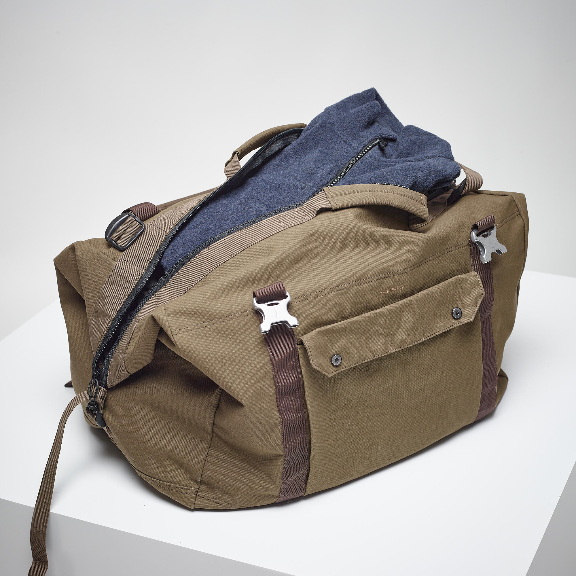 Hunting Carry Duffle Bag Cotton Wax 80L - Brown - SOLOGNAC