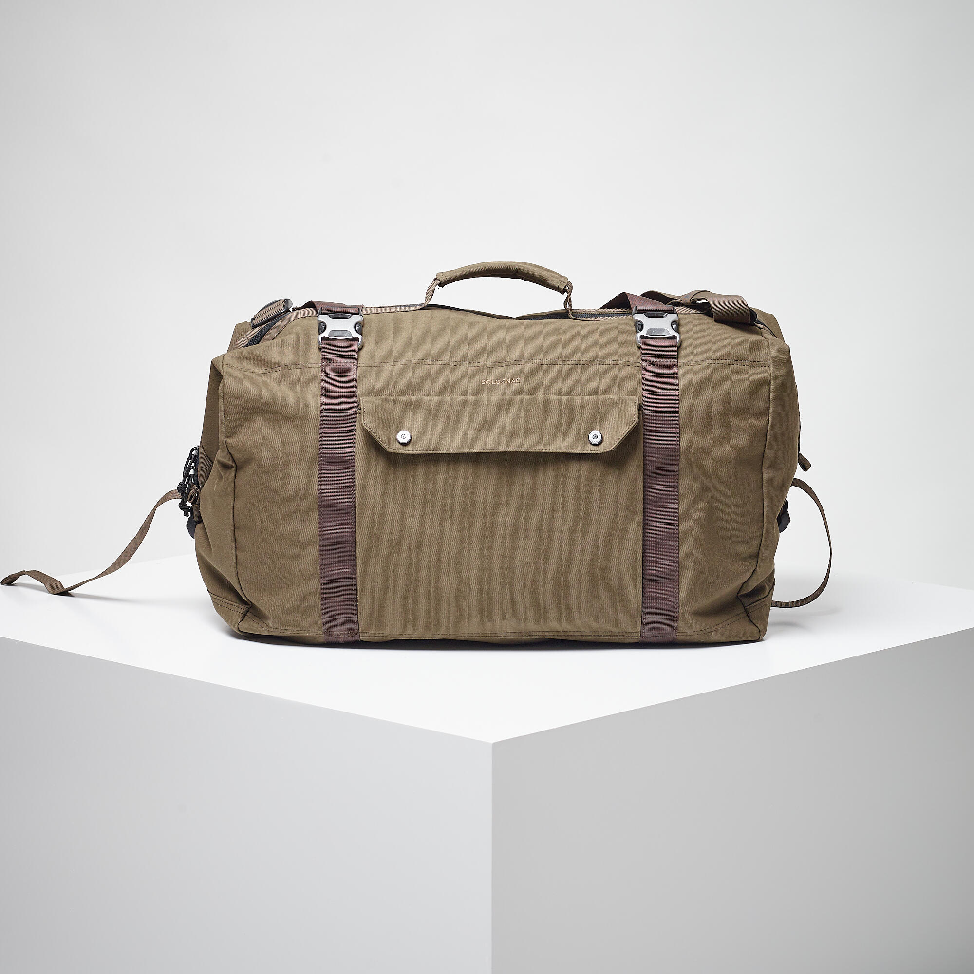 Hunting Carry Duffle Bag Cotton Wax 80L - Brown - SOLOGNAC