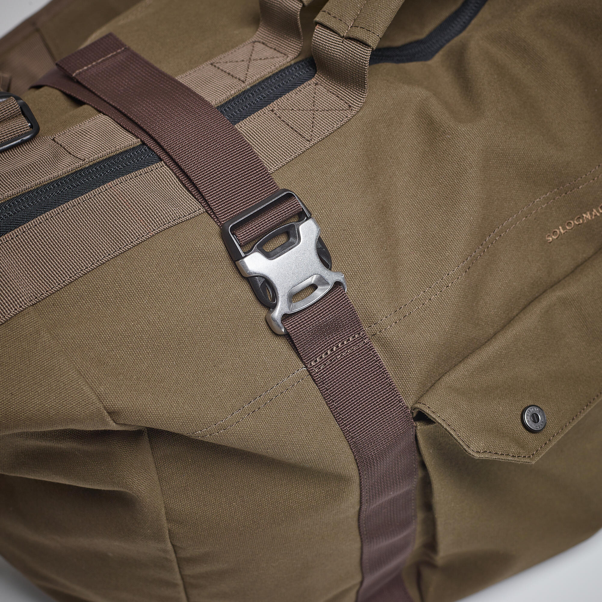Hunting Carry Duffle Bag Cotton Wax 80L - Brown - SOLOGNAC