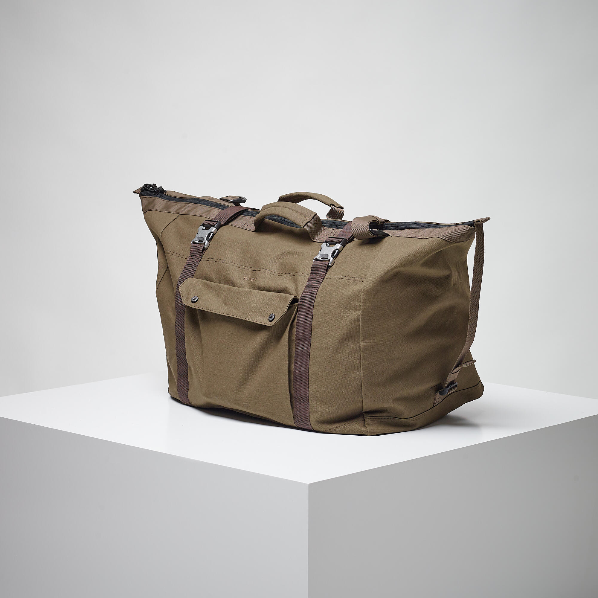 Sac de transport en coton ciré chasse 80 L - marron - SOLOGNAC