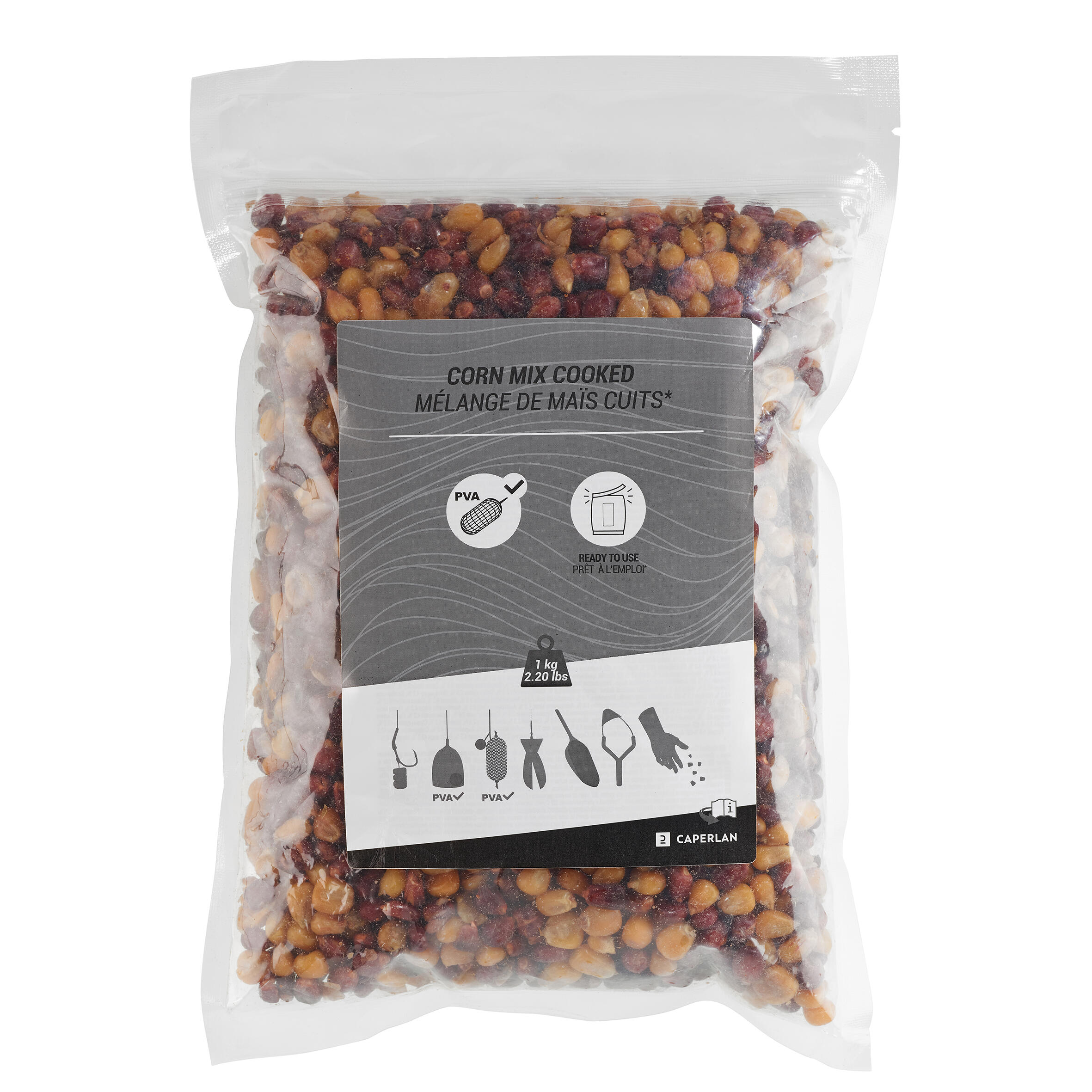 Maíz Carpfishing Amarillo Rojo 1 kg Grano Cocido 3/3