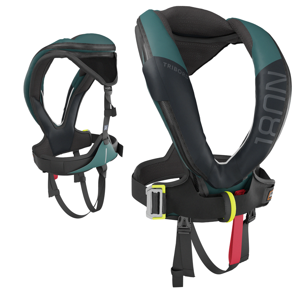 Chaleco Salvavidas Automático + Arnés LJ180N OFFSHORE Negro/Gasolina