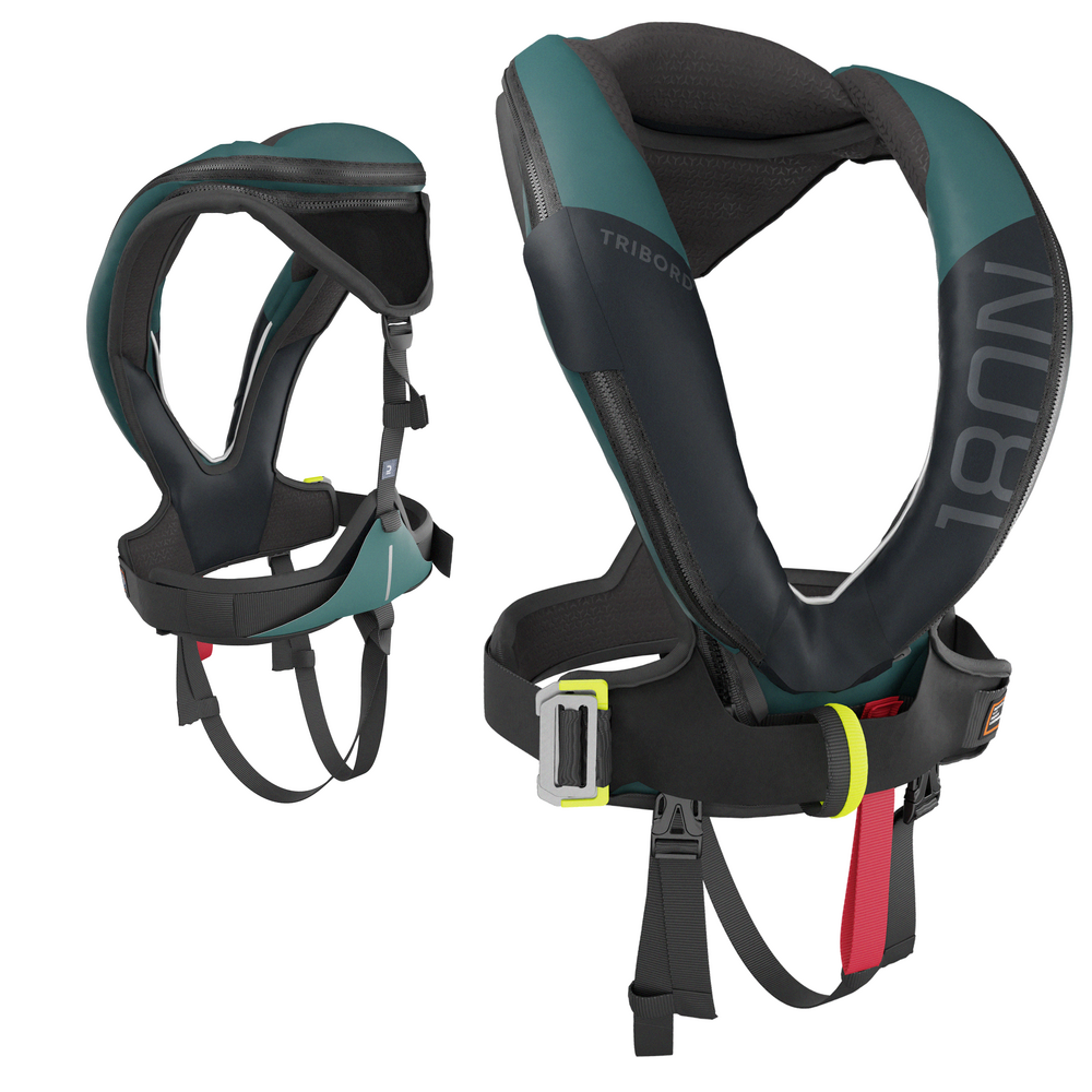 Automatic life jacket + harness LJ180N OFFHSORE Black / Petrol