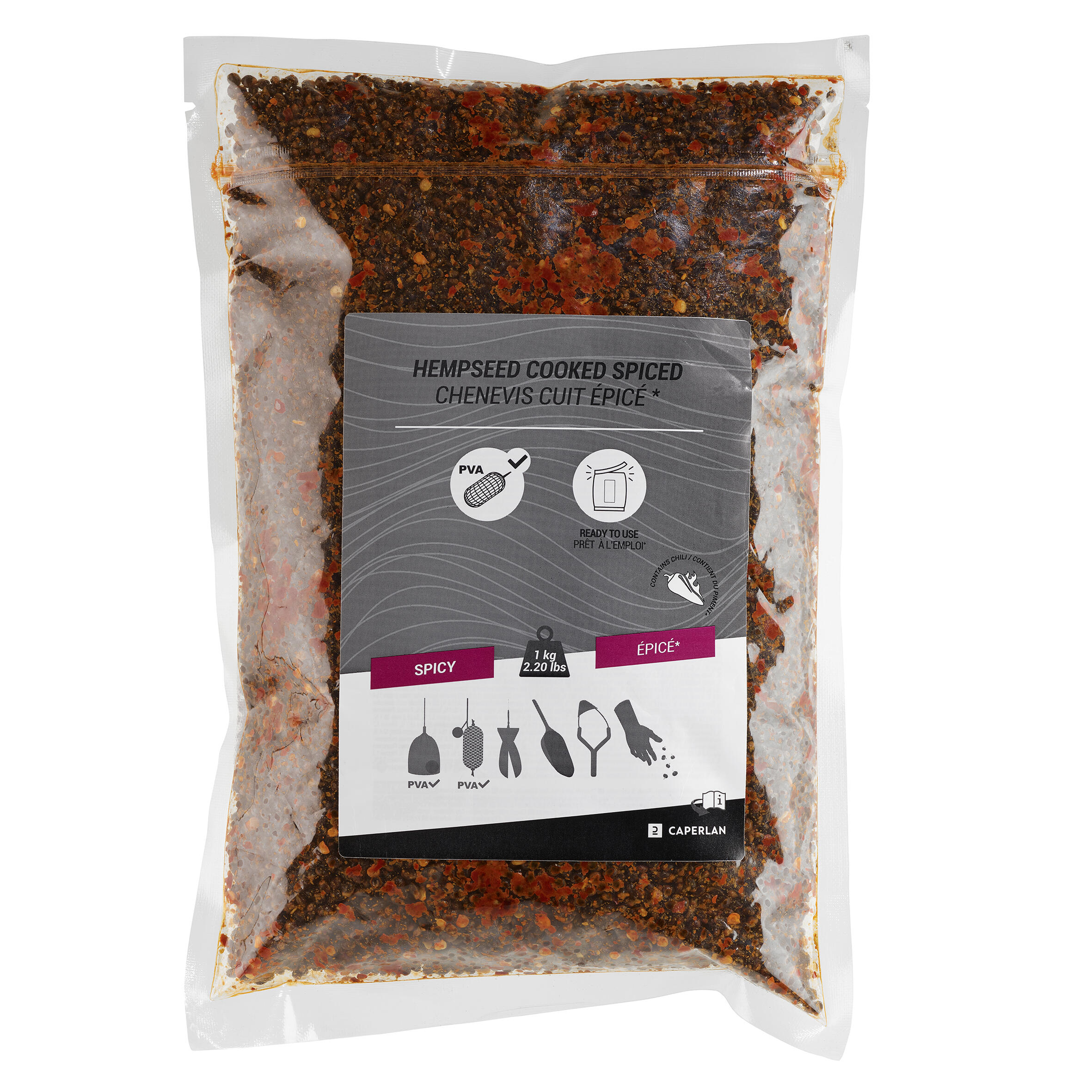 Carp fishing Cooked spiced hempseed 1kg 2/2