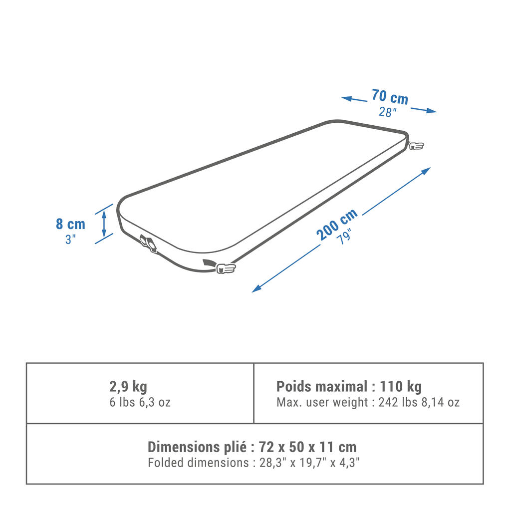 Ühekohaline täispuhutav matkamadrats Ultim Comfort, 70 cm