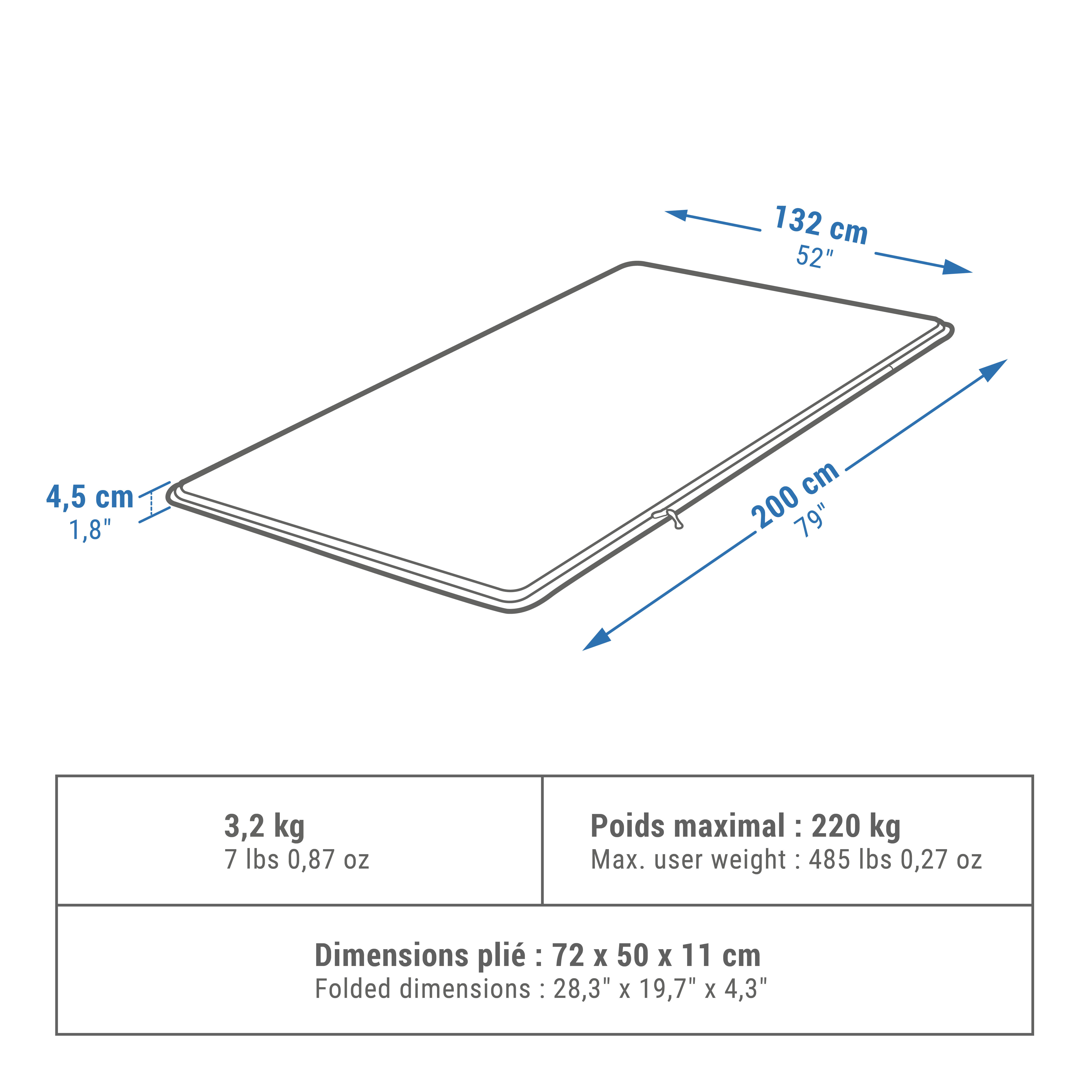 Double Self-Inflating Sleeping Mat 200 x 132 cm - QUECHUA