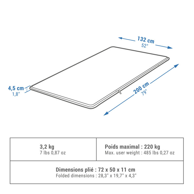 Materassino autogonfiante campeggio COMFORT 132CM | 2 PERSONE
