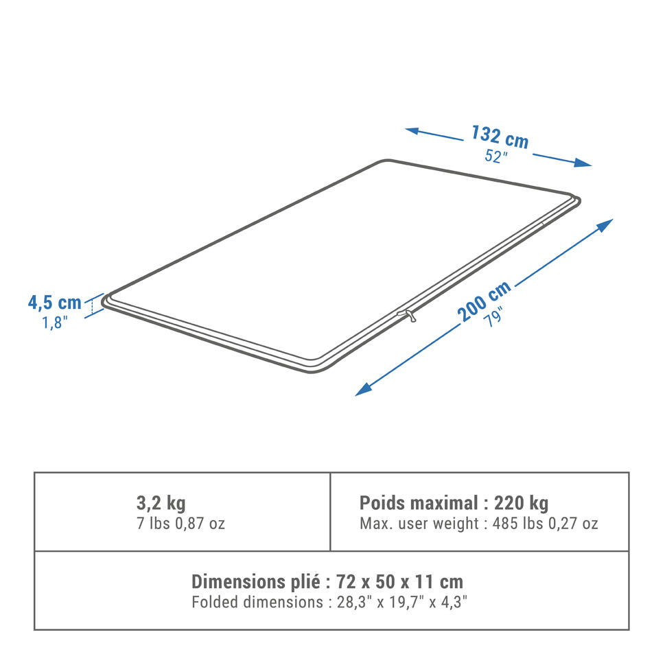 SELFINFLATING CAMPING MATTRESS COMFORT 132 CM 2 P QUECHUA Decathlon