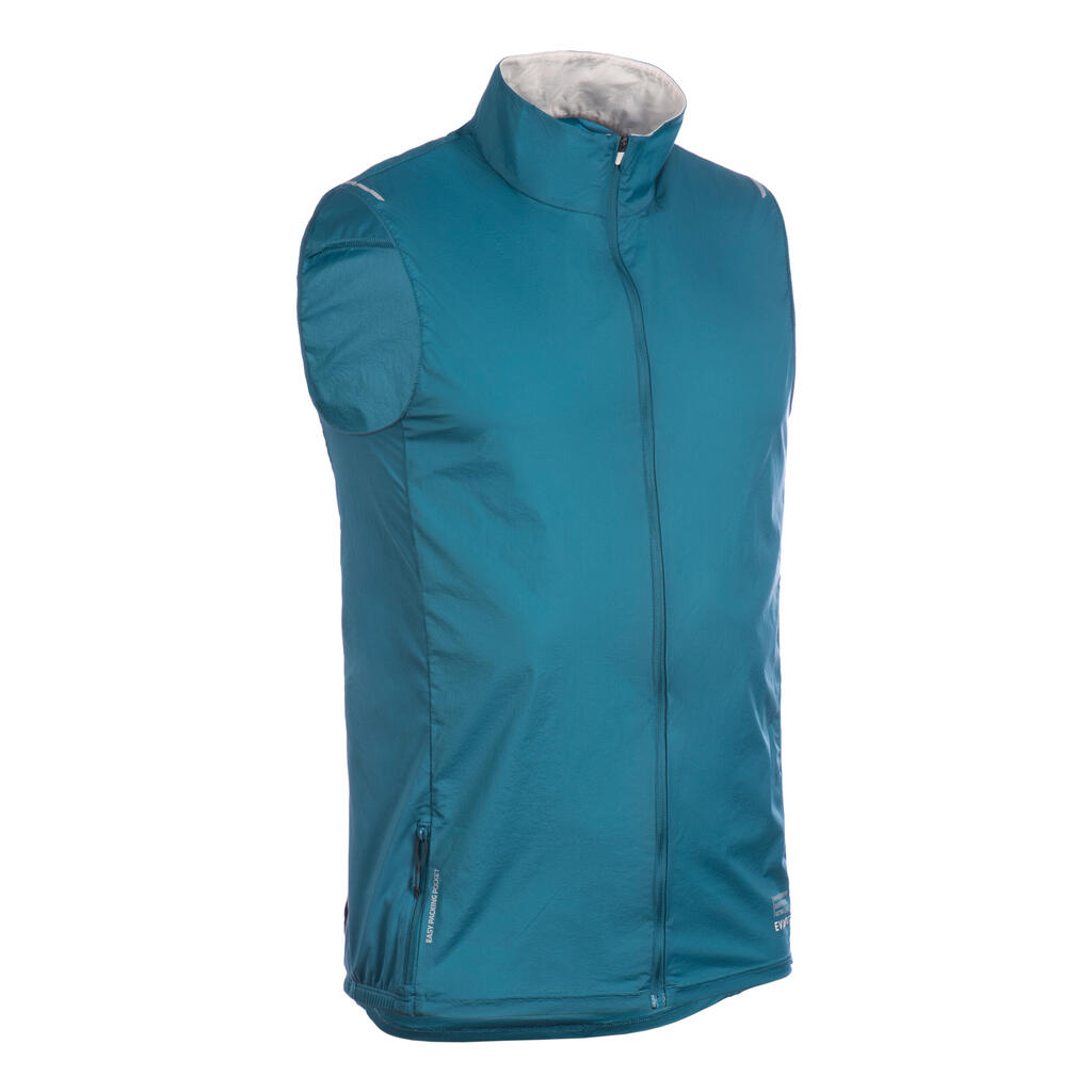 MEN'S TRAIL RUNNING SLEEVELESS WINDPROOF JACKET - BLUE