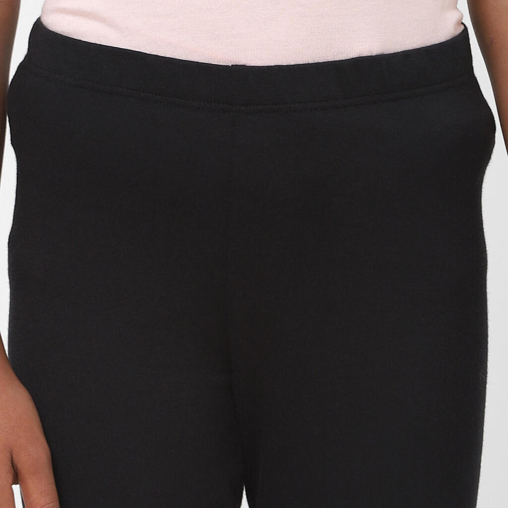Leggings de fitness capri para Niña Domyos 100 negro