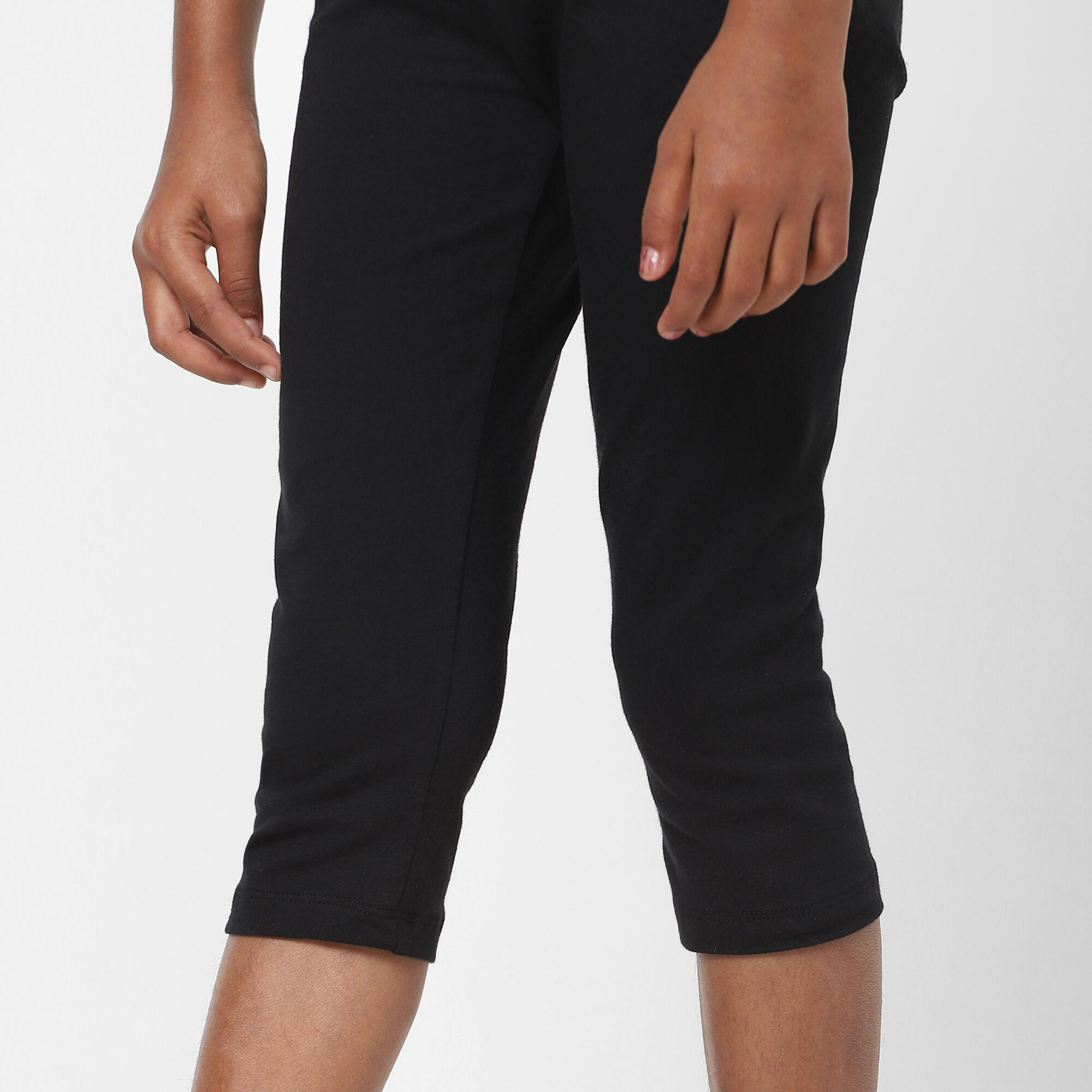 3/4-Leggings Basic Baumwolle Kinder schwarz 8/17