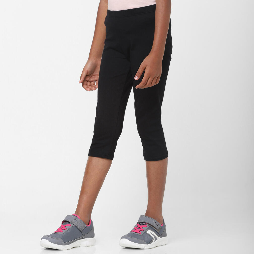 Leggings de fitness capri para Niña Domyos 100 negro