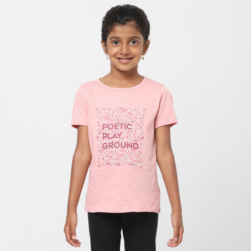 T-shirt bambina ginnastica 100 cotone 100% rosa con stampa