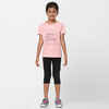 Dievčenské tričko 100 na cvičenie ružové s potlačou 
