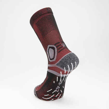 Adult Non-Slip Mid-High Rugby Socks R500 - Black