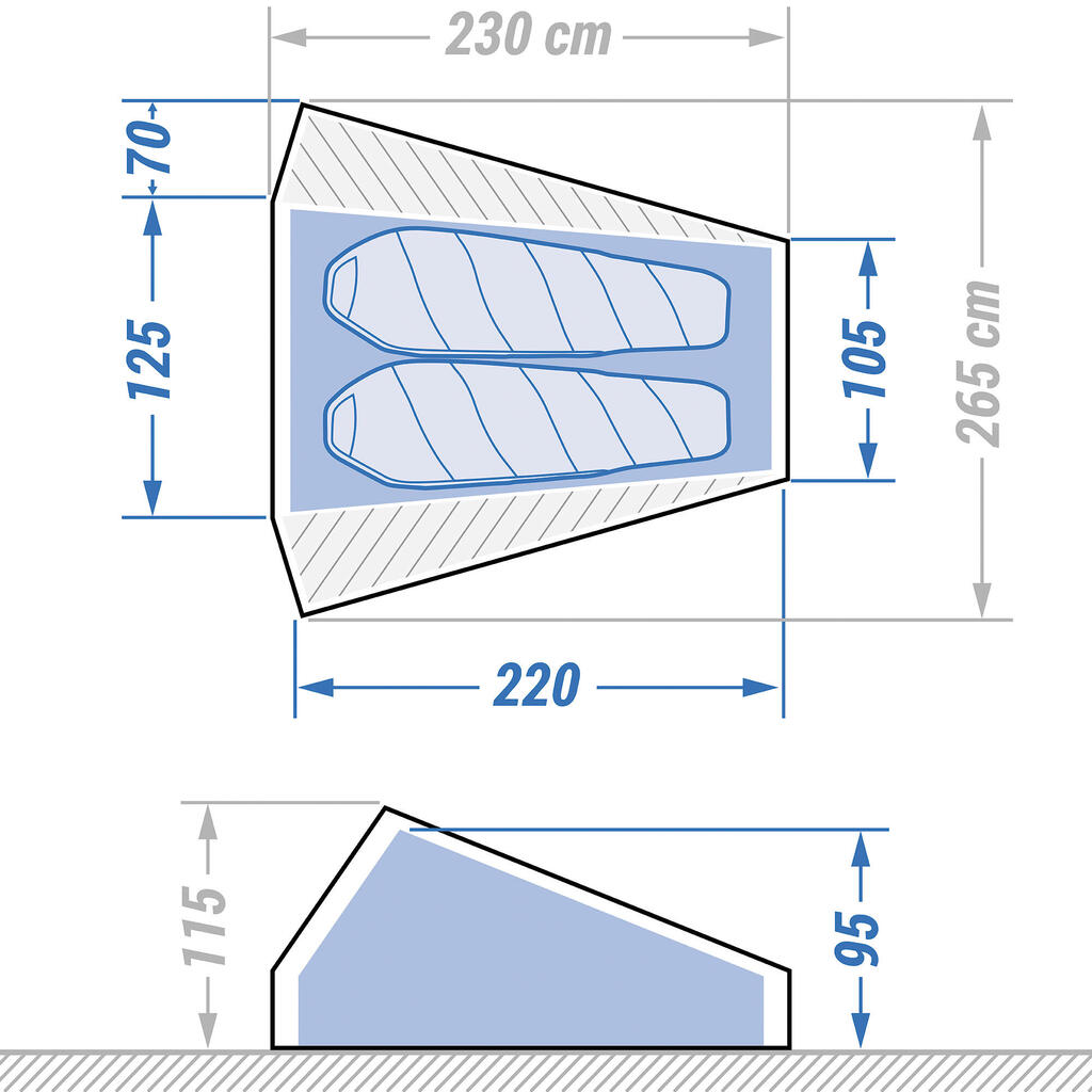 Trekkingzelt Tarp - MT900 V2 Minimal Editions ungefärbt - 2 Personen 