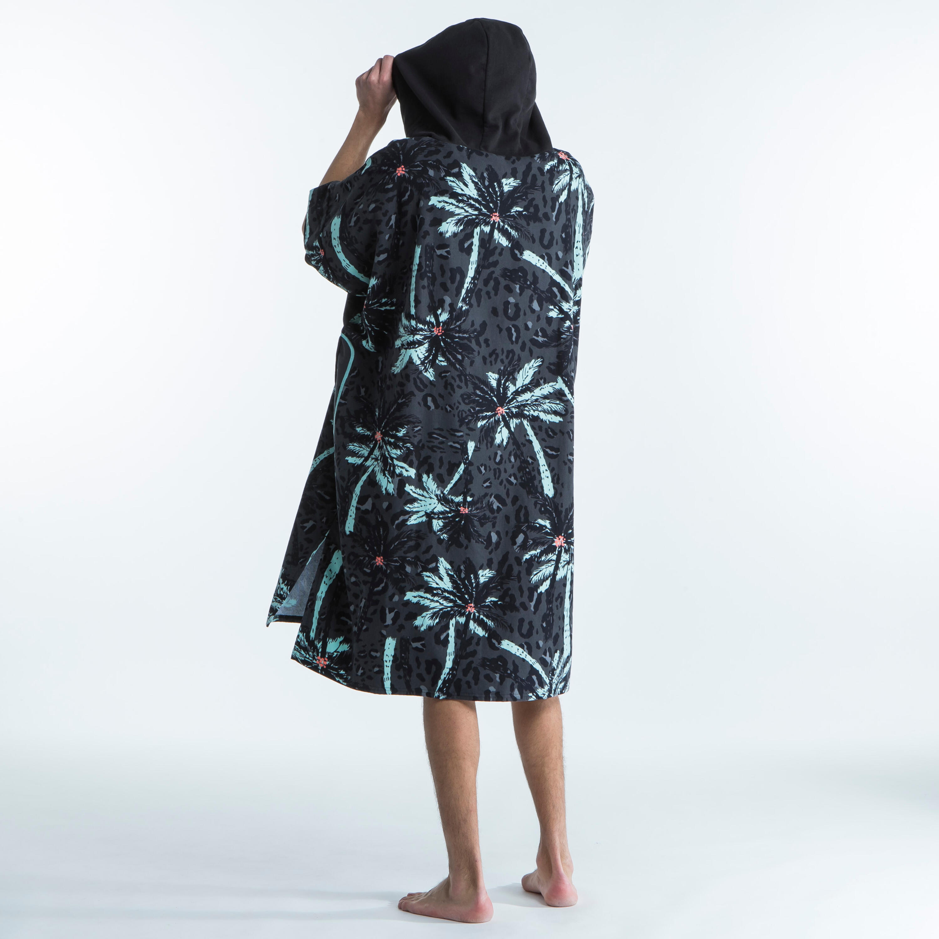 ADULT SURF PONCHO 500 Print - Palm 5/20