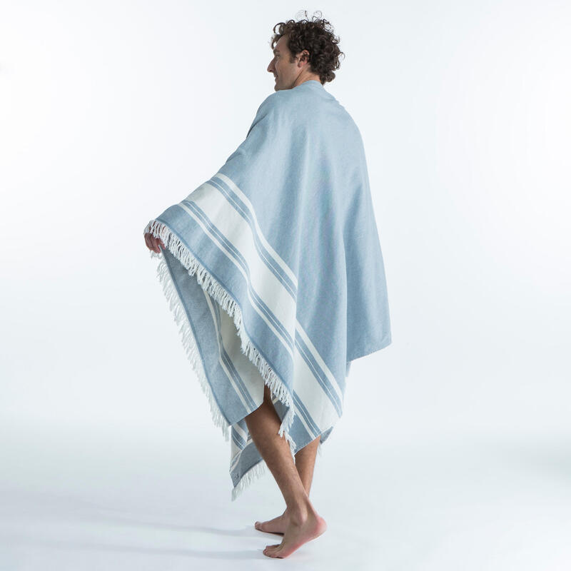 Prosop de plajă poncho 190 x 190 cm Gri-Albastru