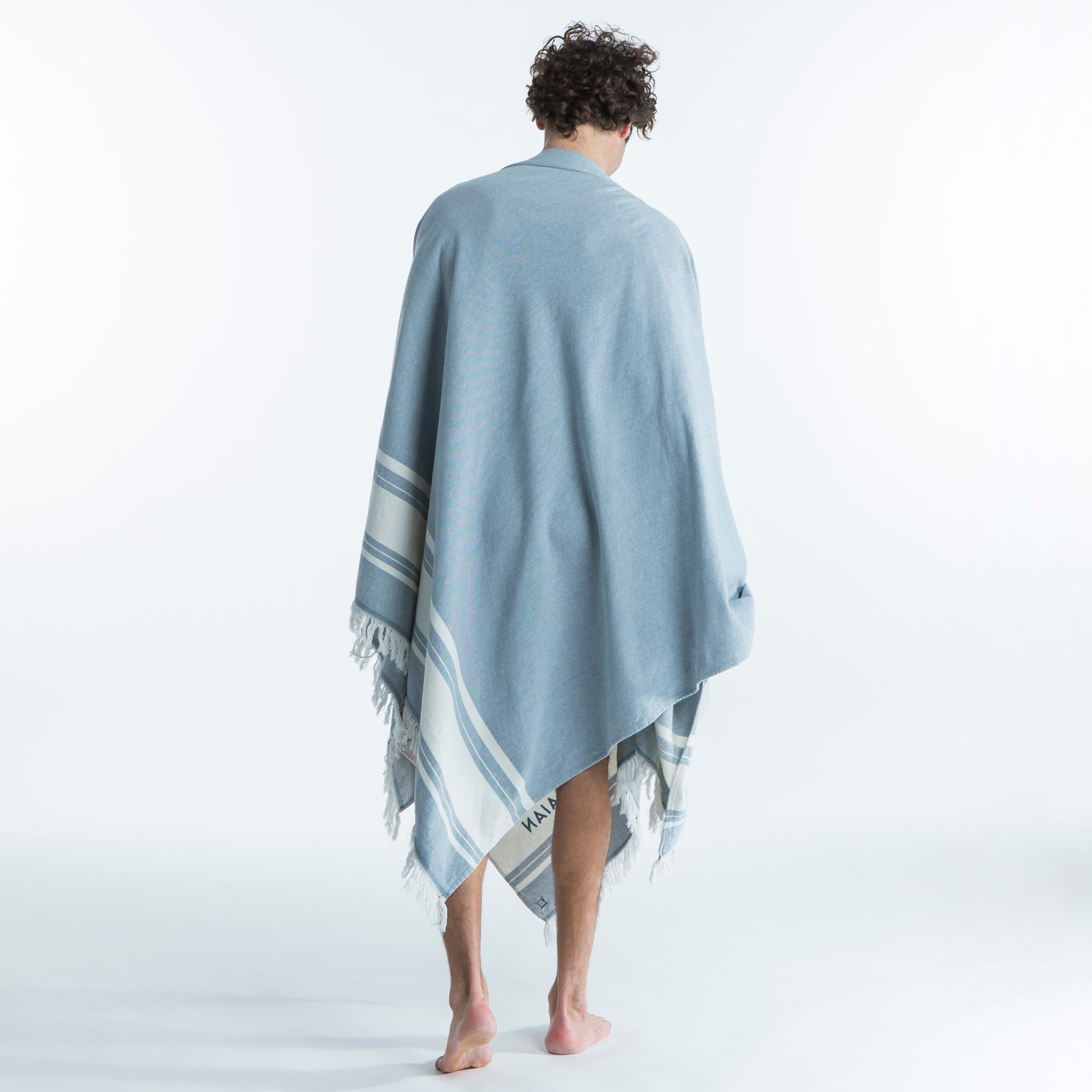 Toalha poncho de praia 190 x 190 cm - cinza azul 22/31