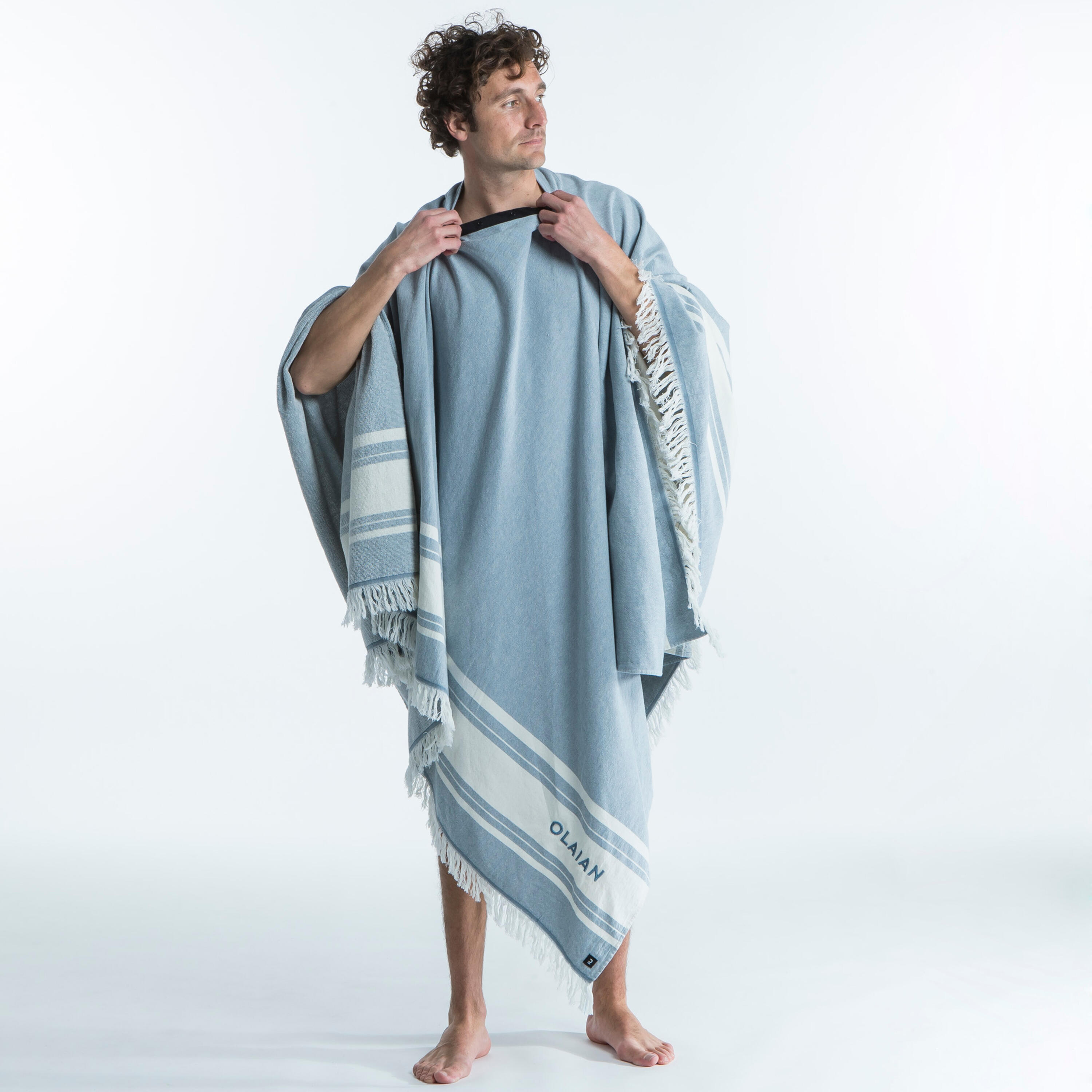 Beach towel poncho 190 x 190 cm - grey blue 4/19
