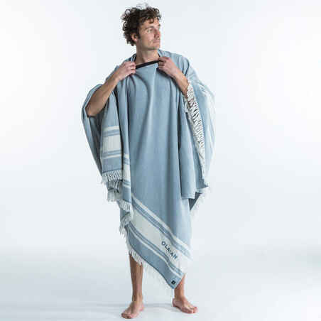 Beach towel poncho 190 x 190 cm - grey blue