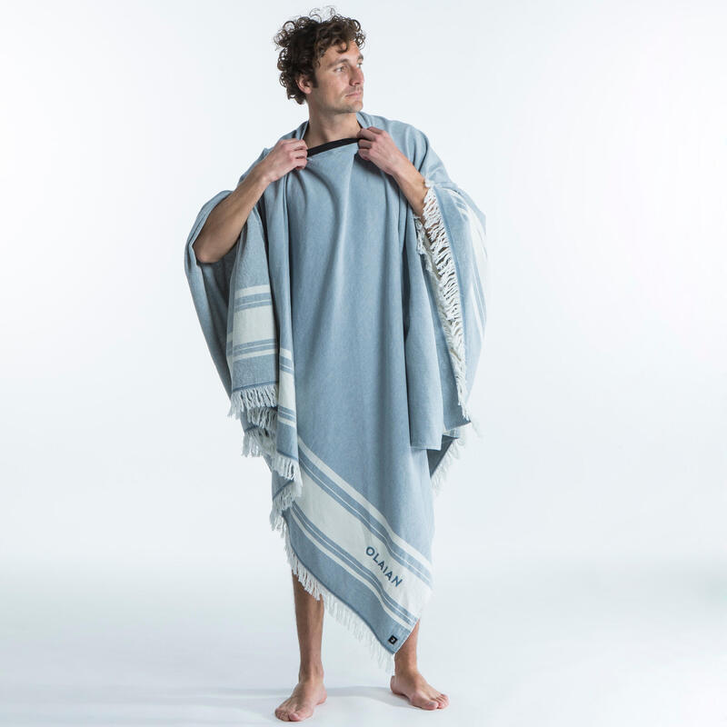 Prosop de plajă poncho 190 x 190 cm Gri-Albastru
