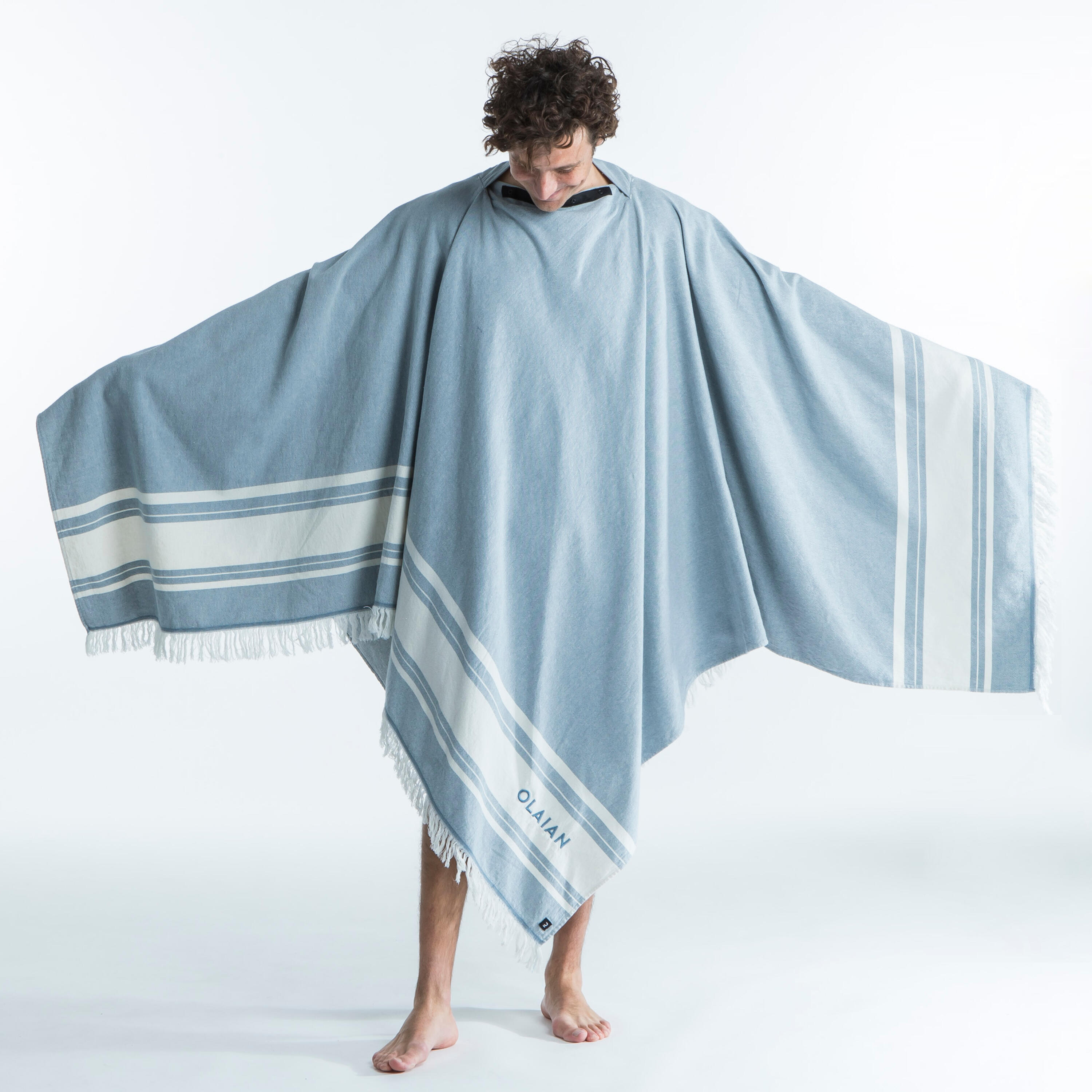 Toalha poncho de praia 190 x 190 cm - cinza azul 19/31