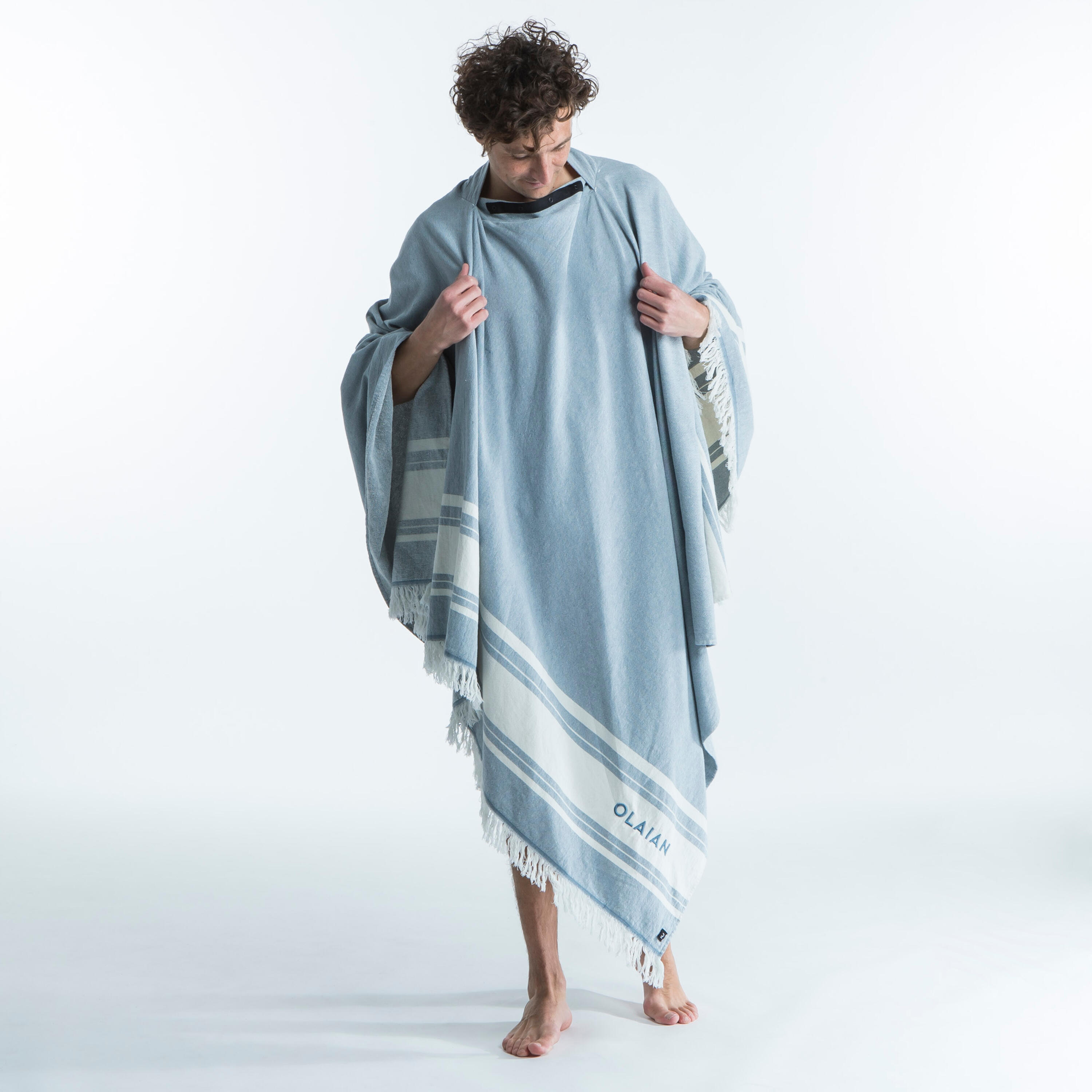 Toalha poncho de praia 190 x 190 cm - cinza azul 18/31