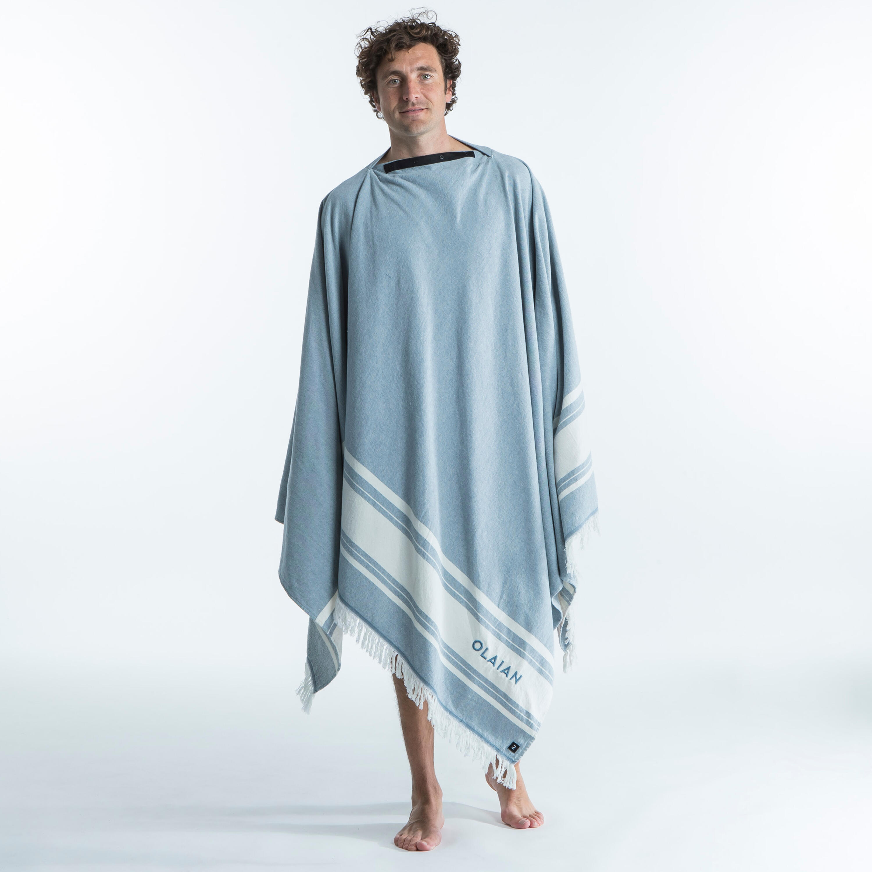 Toalha poncho de praia 190 x 190 cm - cinza azul 17/31