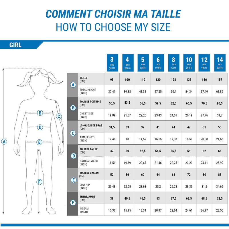 CASACO ACOLCHOADO DE SKI CRIANÇA MUITO QUENTE E IMPERMEÁVEL 180 WARM CINZENTO