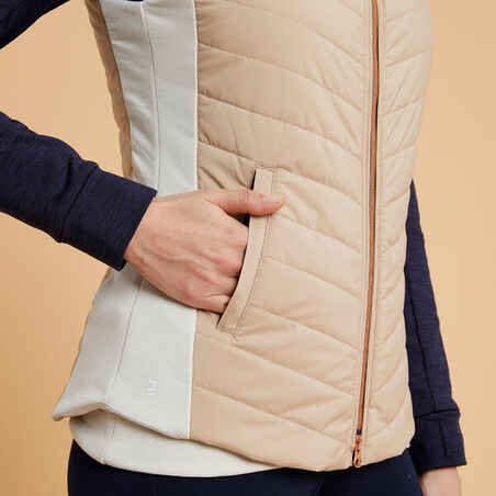 Women's Sleeveless Zipped Horse Riding Gilet 500 - Nougat