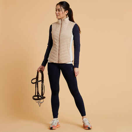 Women's Sleeveless Zipped Horse Riding Gilet 500 - Nougat