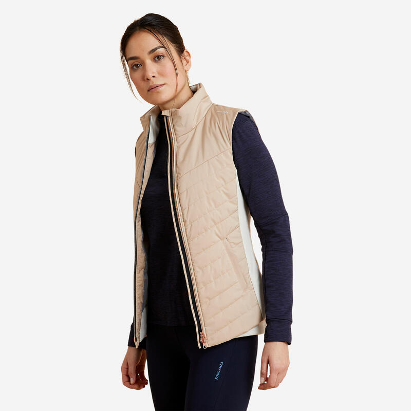 Damesbodywarmer voor ruitersport 500 nougat