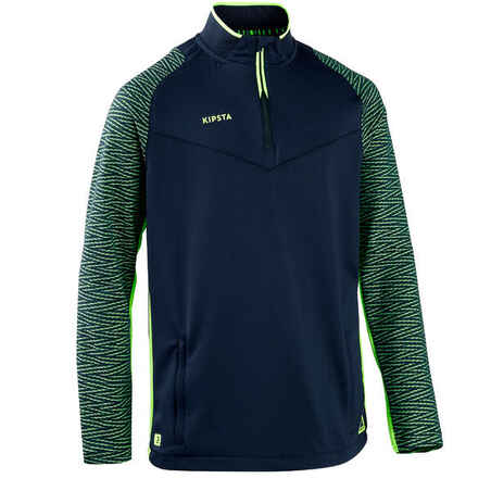 Kids' 1/2 Zip Football Sweatshirt CLR - Navy/Neon Yellow