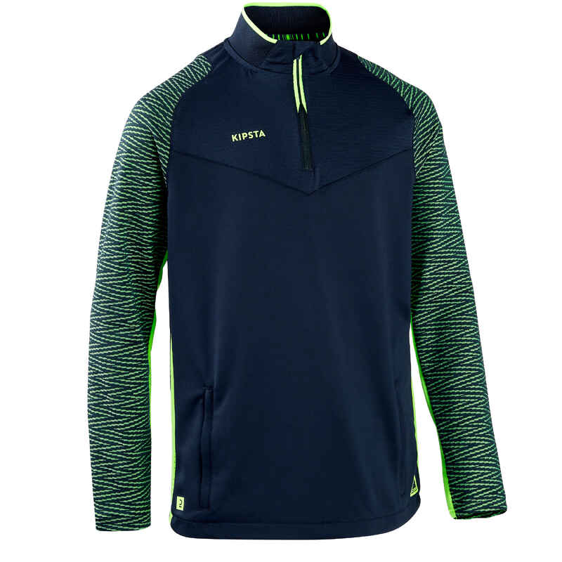 Kids' 1/2 Zip Football Sweatshirt CLR - Navy/Neon Yellow