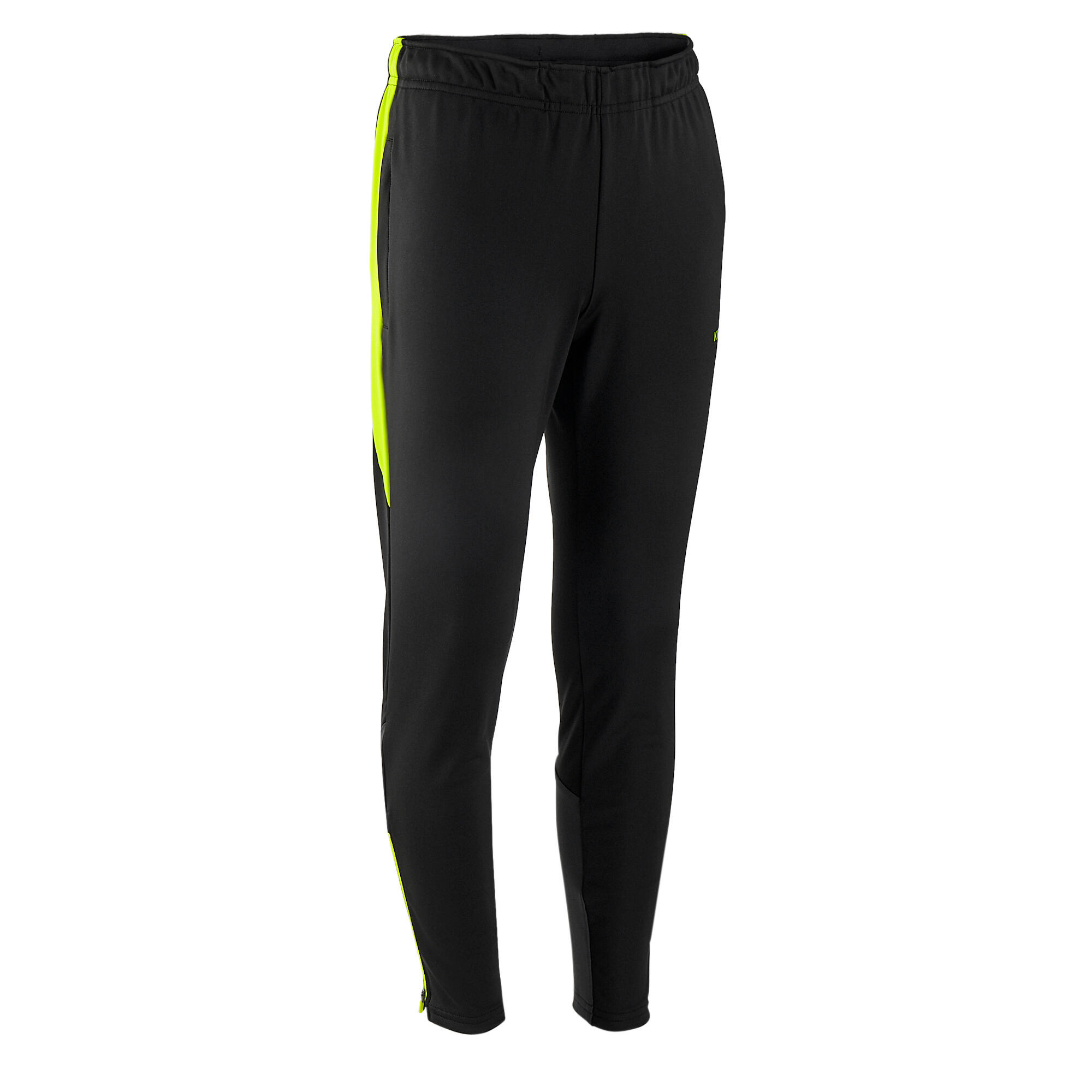 KIPSTA Kids' Football Bottoms Viralto Solo - Black/Neon Yellow.