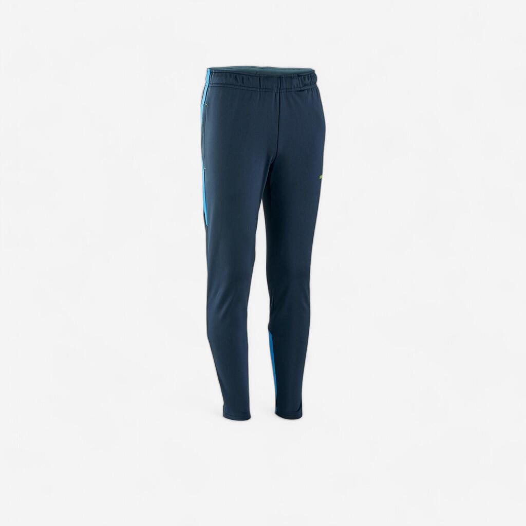 Kids' Football Tracksuit Bottoms - Blue and Neon Yellow