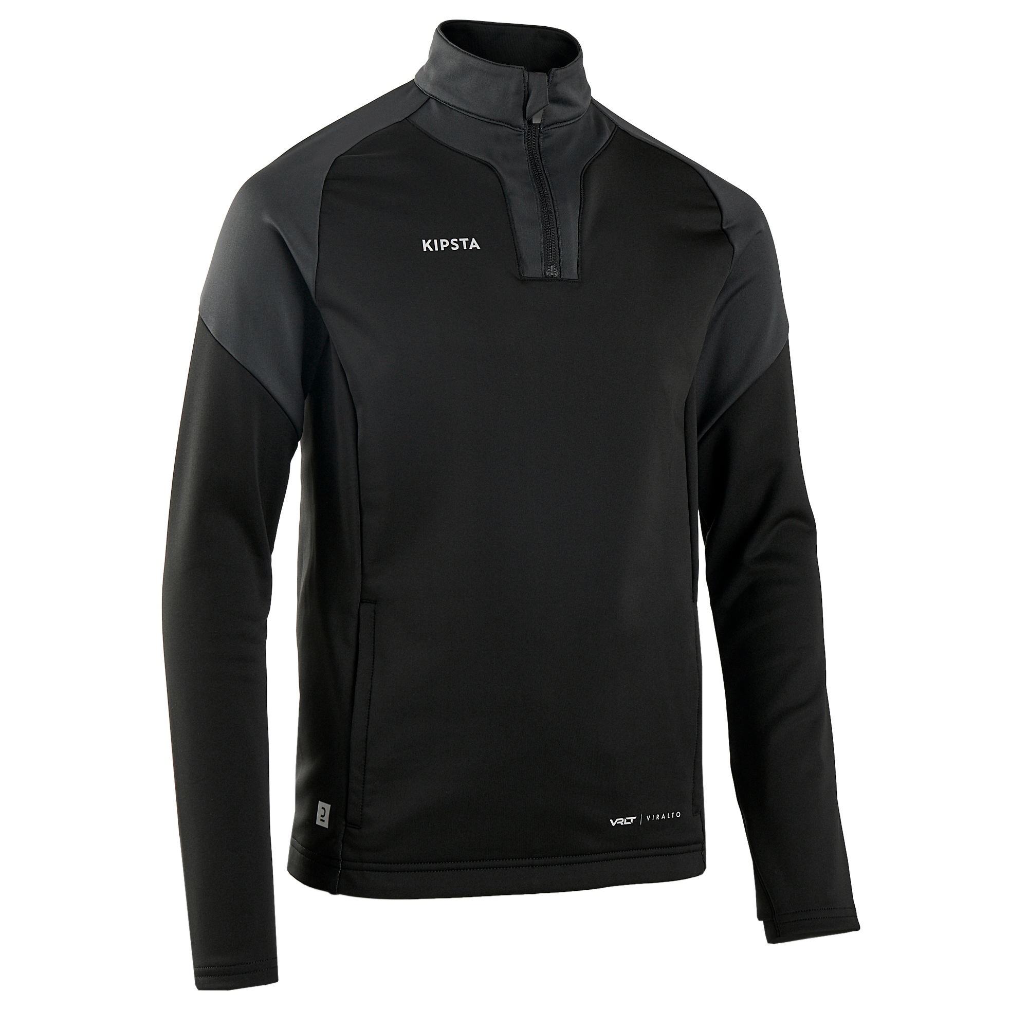 Sweat de football 1/2 zip VIRALTO CLUB JR noir et gris.