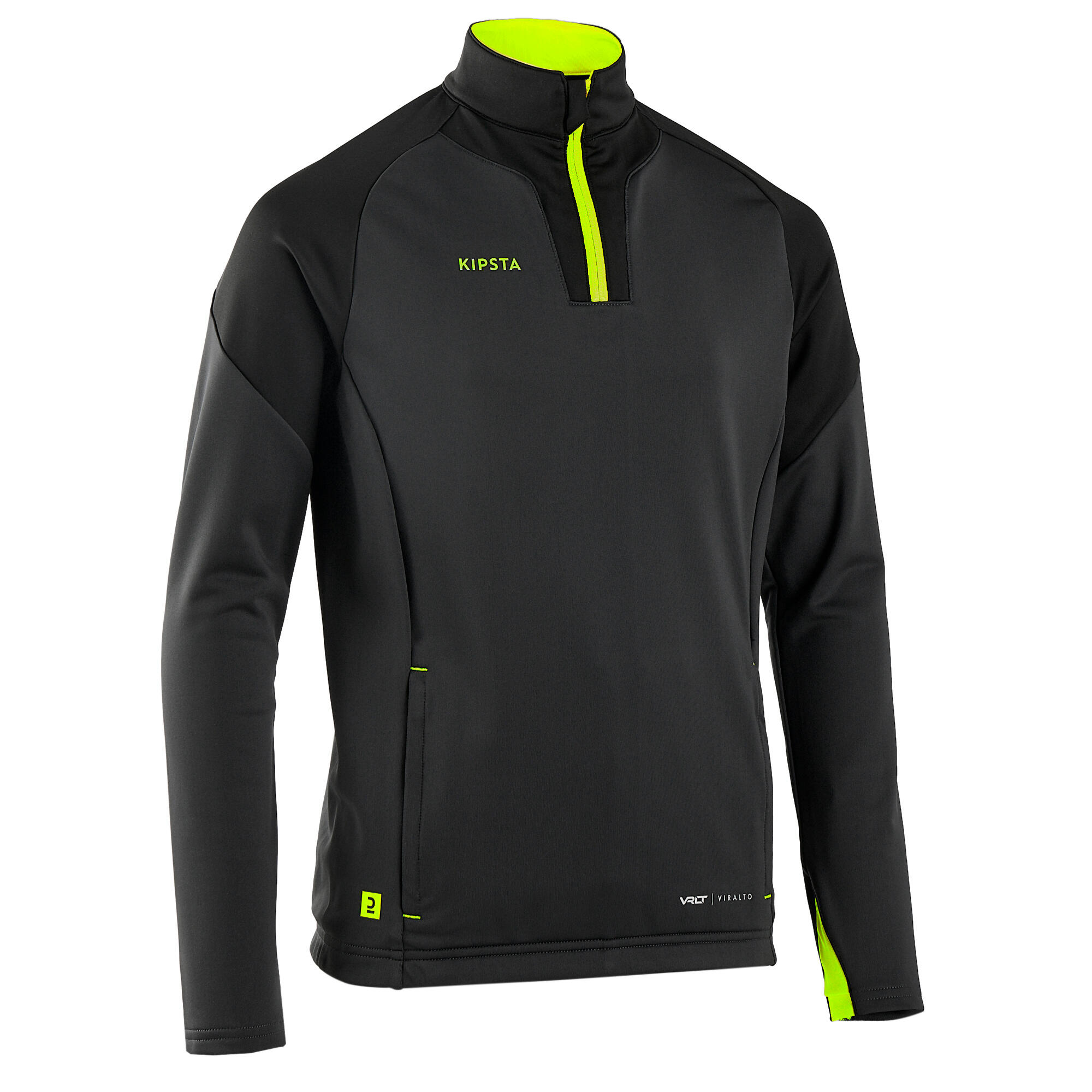 Kids' Football 1/2 Zip Sweatshirt Viralto Solo - Black/Grey/Neon Yellow. 1/9