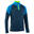 Voetbalsweater met halve rits voor kinderen VIRALTO SOLO blauw/grijs/fluogeel