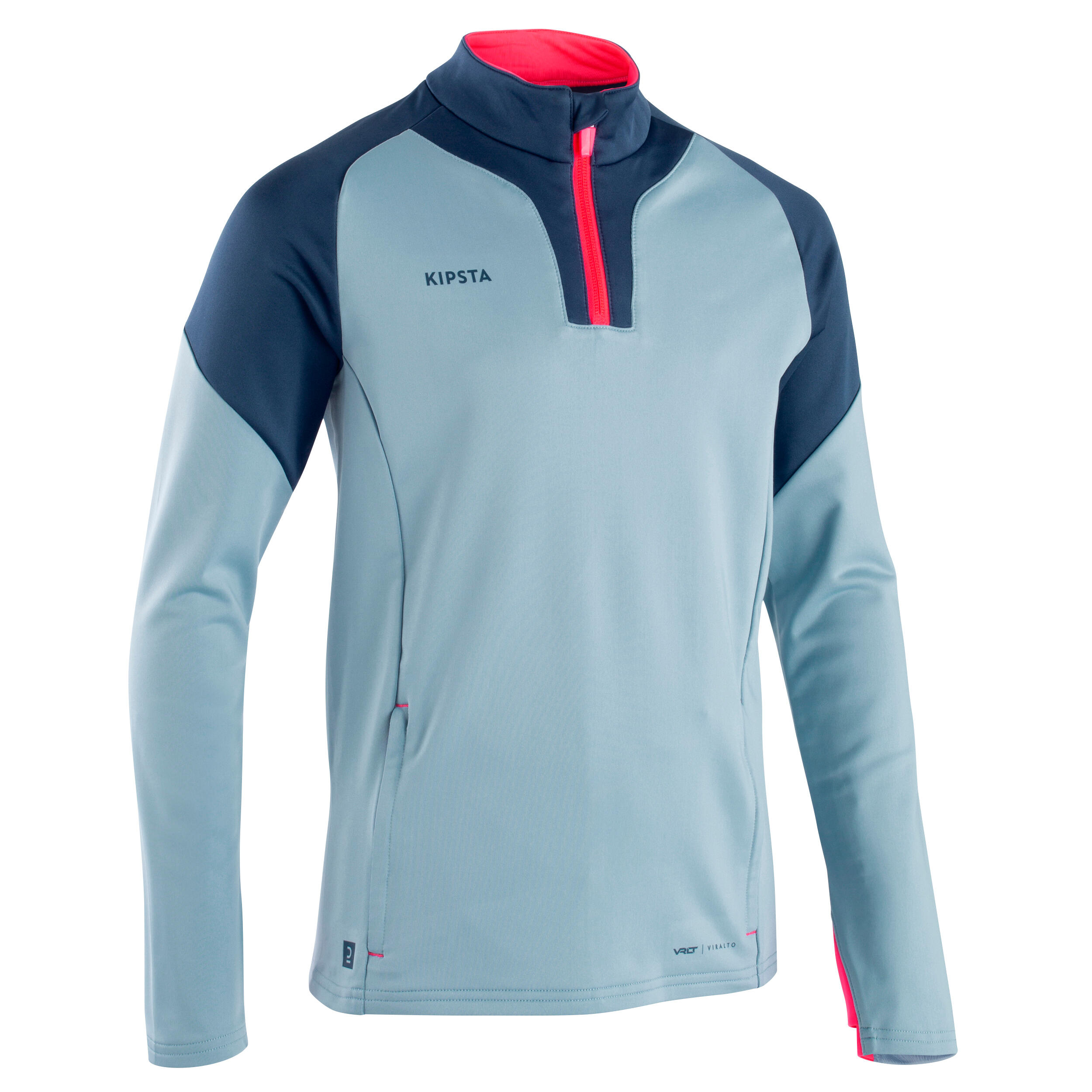 KIPSTA Detská futbalová mikina Viralto Solo s 1/2 zipsom modrá 8-9 r (131-140 cm) · záber 3