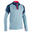 Voetbalsweater met halve rits voor kinderen VIRALTO SOLO blauw/grijs/fluoroze