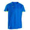 Trumparankoviai futbolo marškinėliai „Viralto Solo“, mėlyni, geltoni, dryžuoti