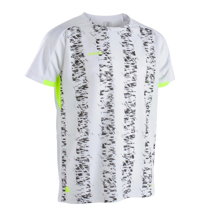 Kids' Short-Sleeved Football Shirt Viralto Solo - White & Black Stripes