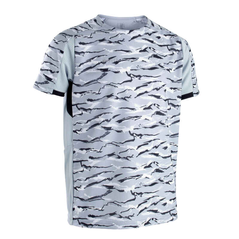 Fussballtrikot kurzarm VIRALTO Jungle Kinder grau/schwarz Fussballtrikot kurzarm VIRALTO Jungle Kinder grau/schwarz