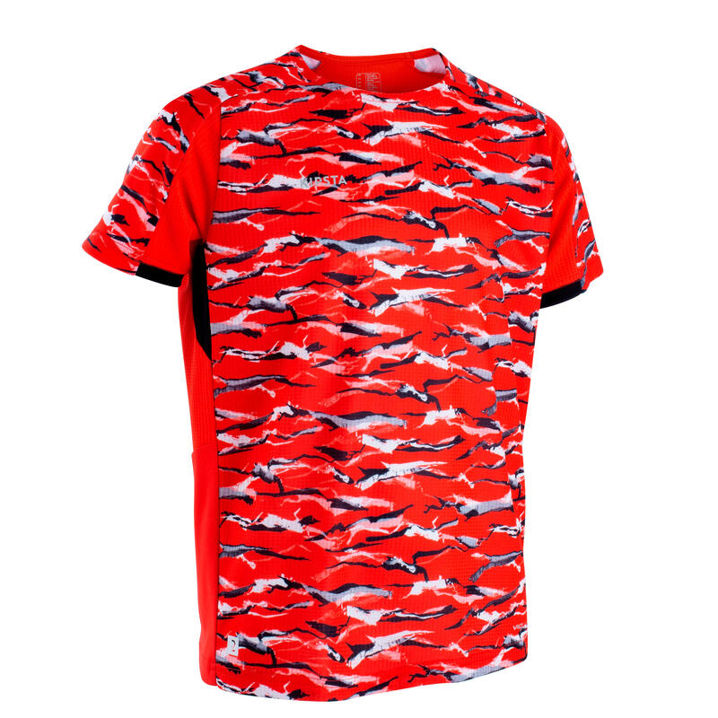 Camiseta de fútbol manga corta Kipsta Viralto niños rojo y negro