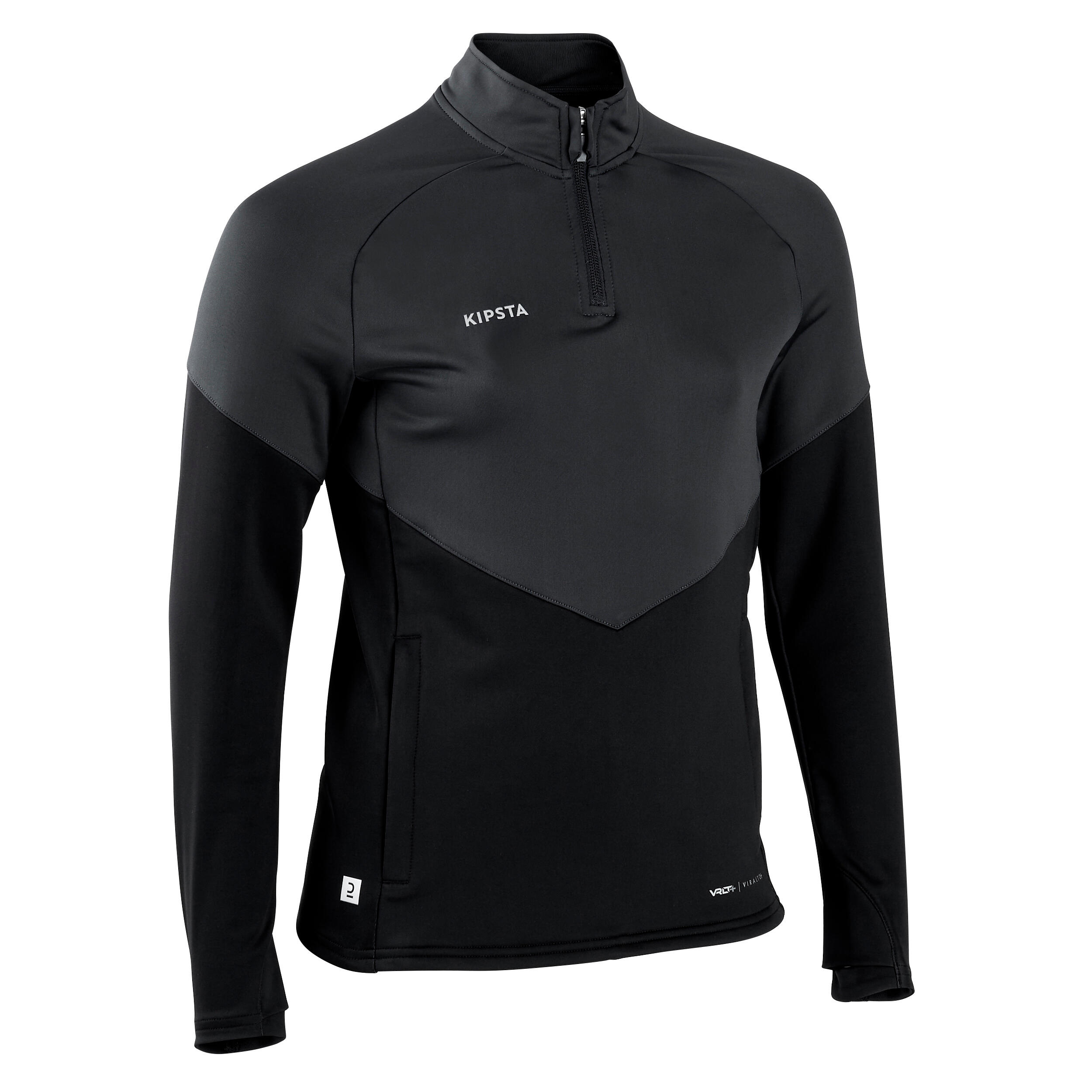 Girls 1 2 Zip Football Sweatshirt Viralto Black KIPSTA Decathlon