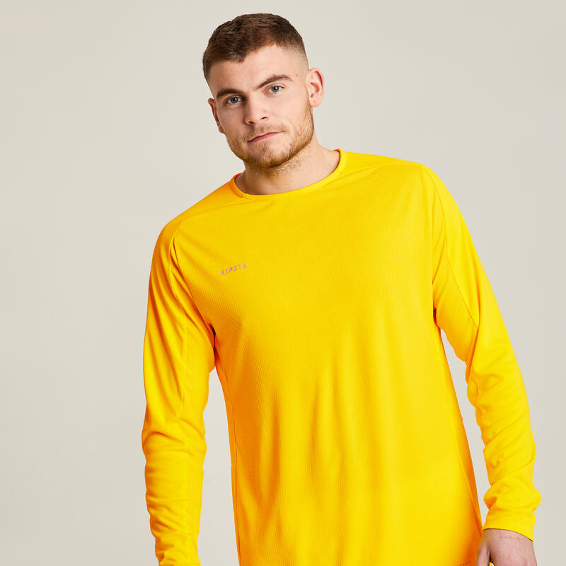 Camiseta de fútbol manga larga Adulto Kipsta Viralto amarillo