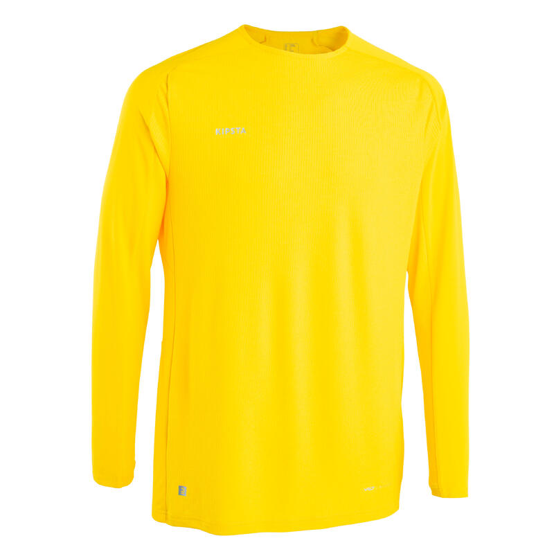 Camiseta de fútbol manga larga Adulto Kipsta Viralto amarillo
